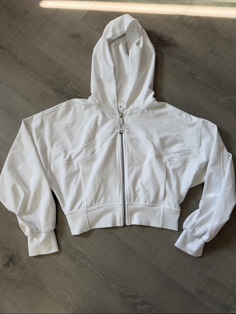 lululemon athletica White Zip-Front Cropped Hoodie Bomber